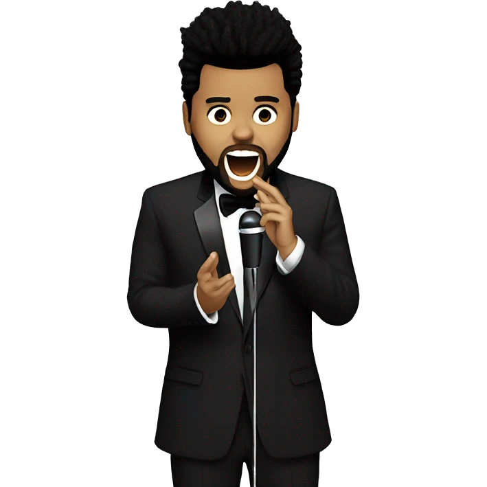 the weeknd singing with microphone emoji