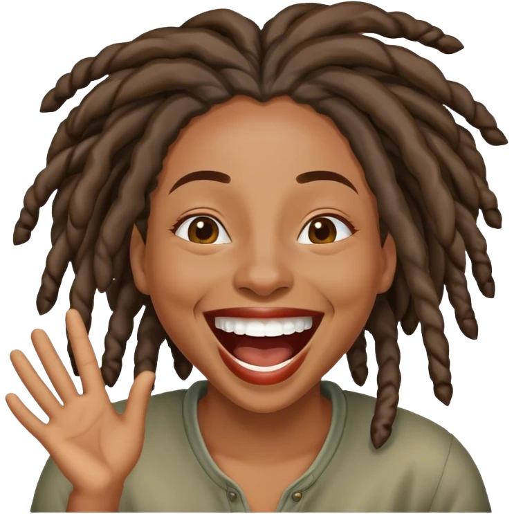 Black woman with locs laughing out loud emoji
