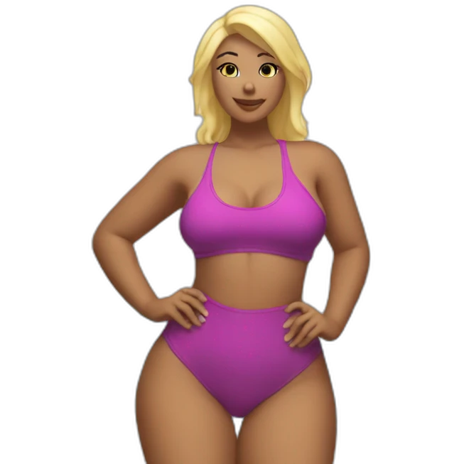 Slim-Thicc woman swimsuit posing full body (blonde, perfect body, hourglass figure) emoji