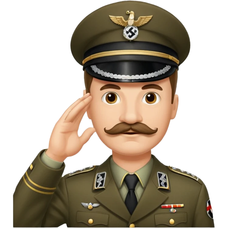 The man with the German mustache is saluting his superior officer, the Nazi commander. emoji
