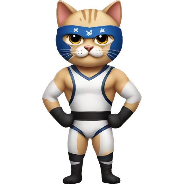 cat dressed as a professional wrestler emoji