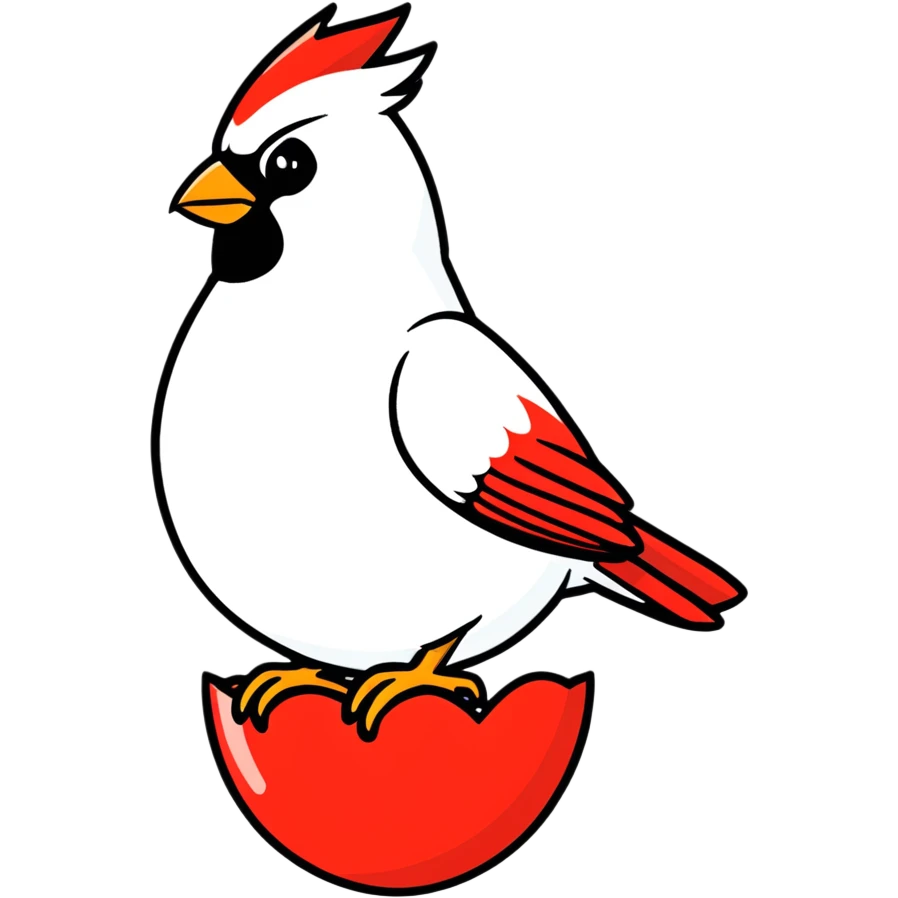 Cardinal sitting on two hairy red eggs emoji