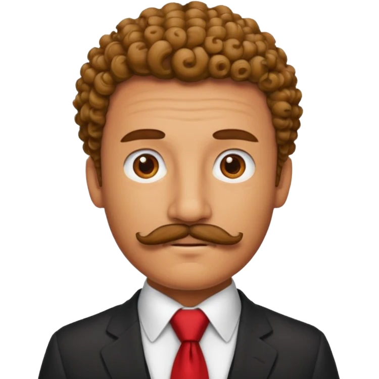 Man with curly mustache & red tie emoji