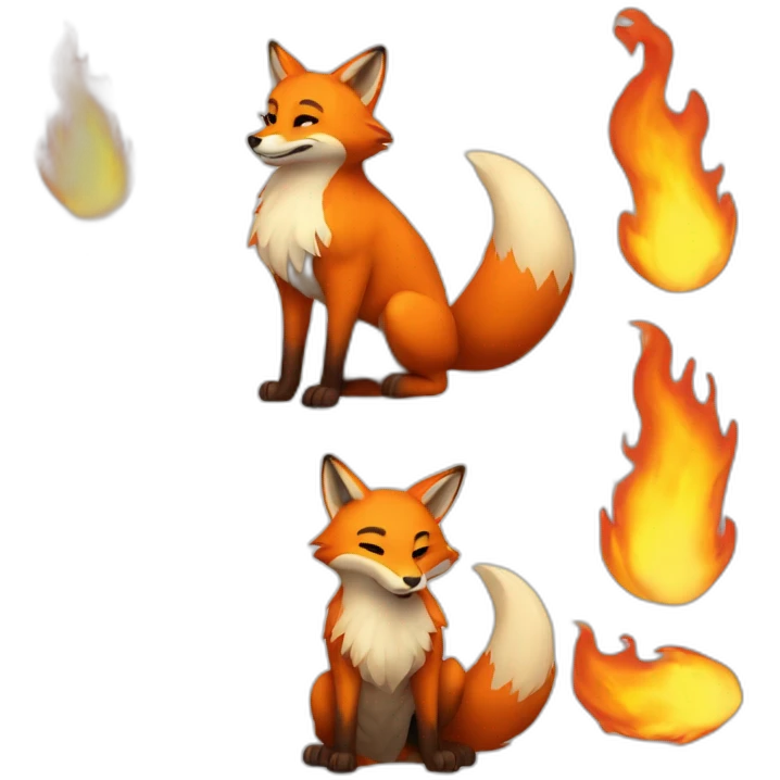 big fox in full body on fire emoji