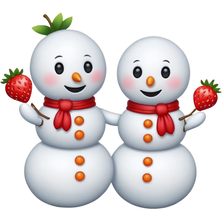 snowmen holding strawberry emoji