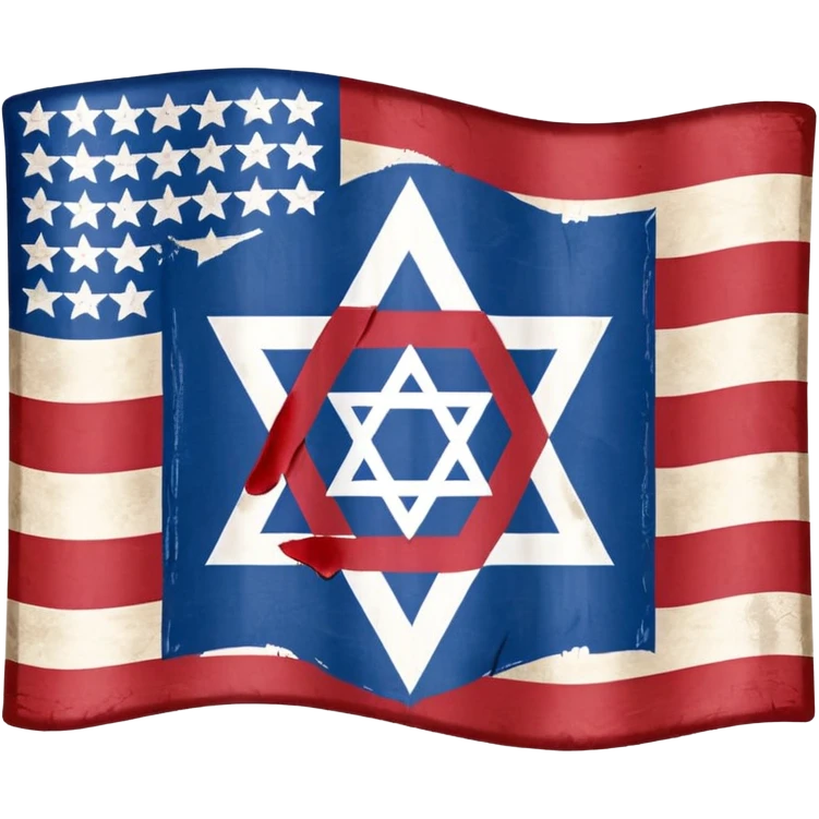 United States flag with a swastika symbol and star of david symbol on the flag emoji