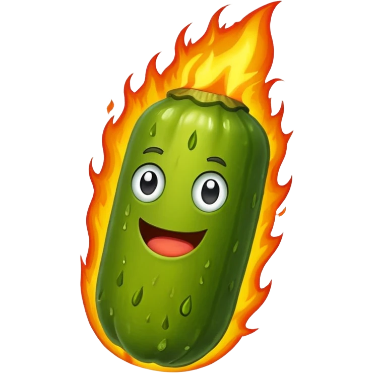 Pickle on fire emoji