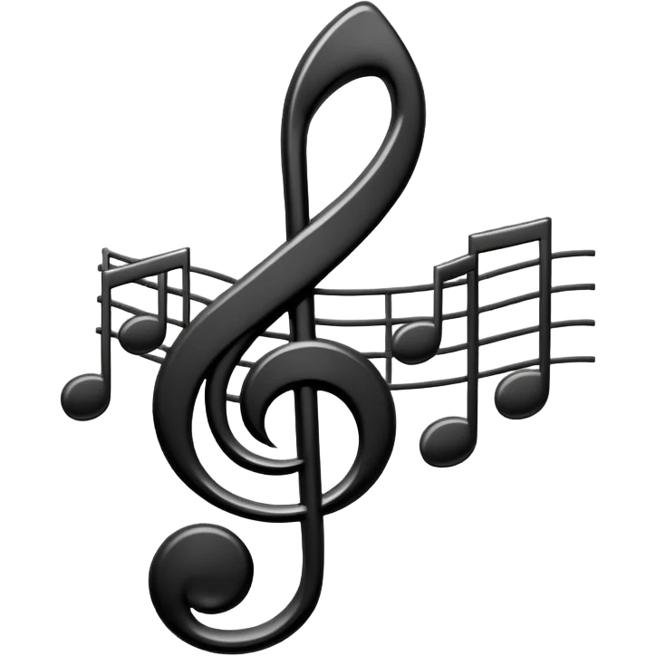 Minimalistic flat vector icon, iOS style, thin black contour on white background. Treble clef and musical notes. Clean, no text, no shadows.
 emoji