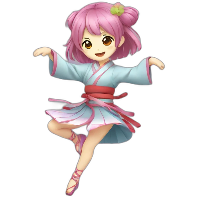 Dancing cute Japanese girl anime-style emoji