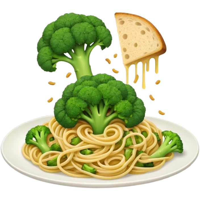 Broccoli and bread crumbs over spaghetti  emoji