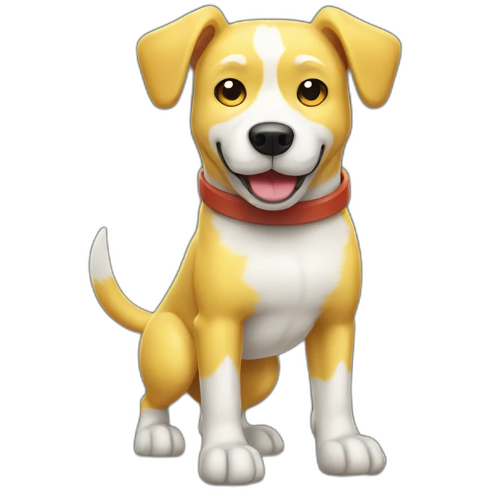 yellow and white dog with muscles and thumbs up showing the whole body with thumbs up gesture emoji