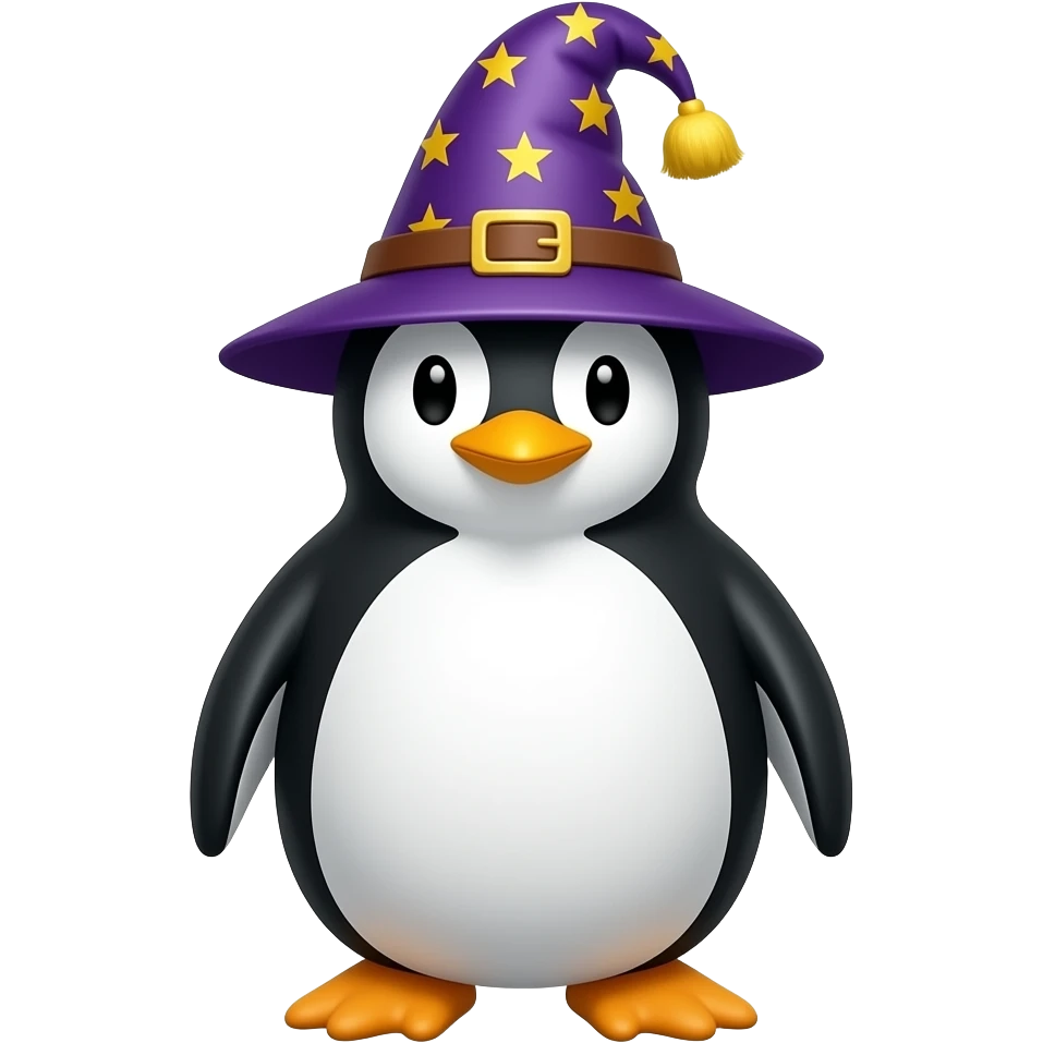 Pingüino con sombrero de mago emoji