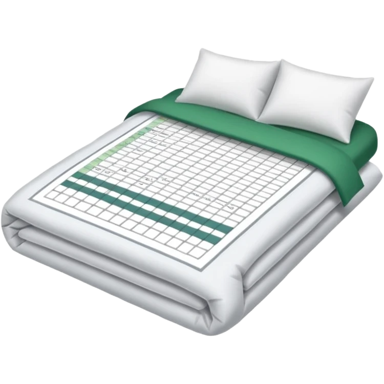 folded duvet with excel spreadsheet  emoji