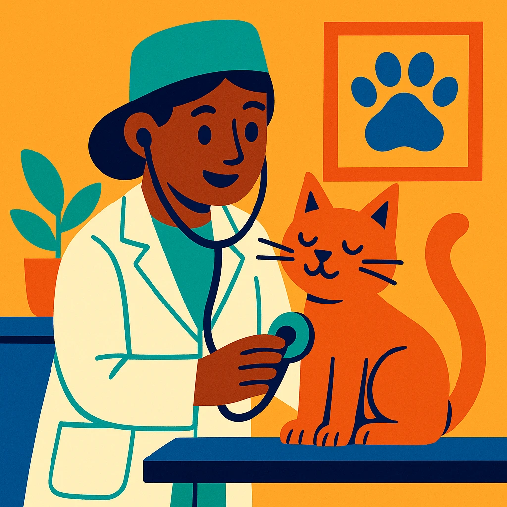 veterinarian examining a cat emoji
