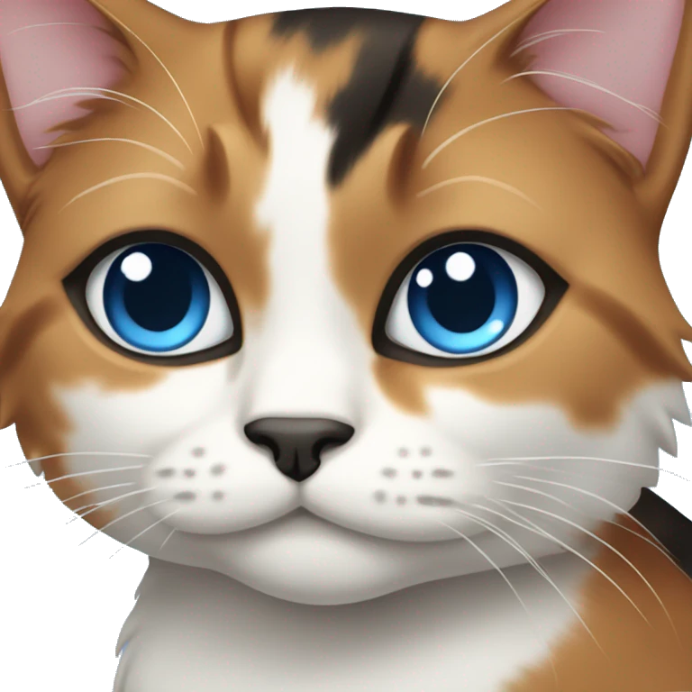Calico cat with blue eyes emoji
