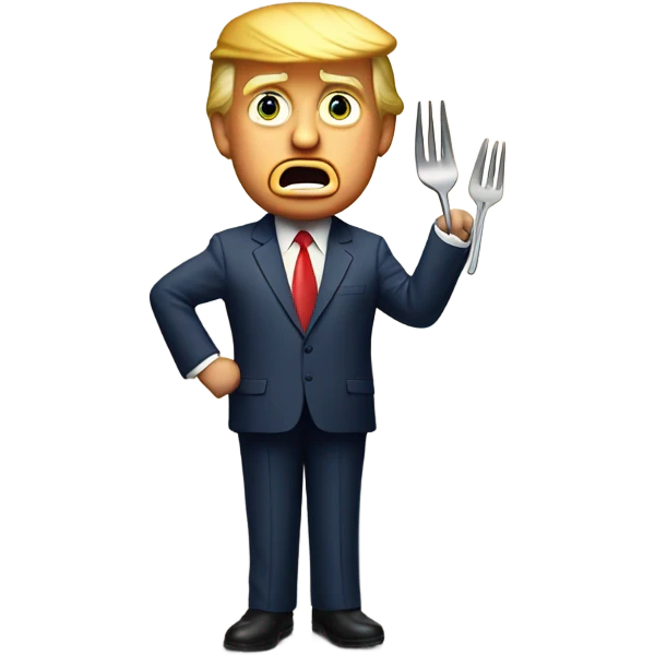 Donald trump holding a fork in the middle of the road emoji