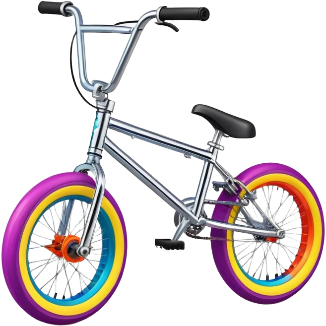 Brightly colored BMX stunt bicycle, clear detailed view, chrome accents, small wheels, freestyle BMX bike design emoji