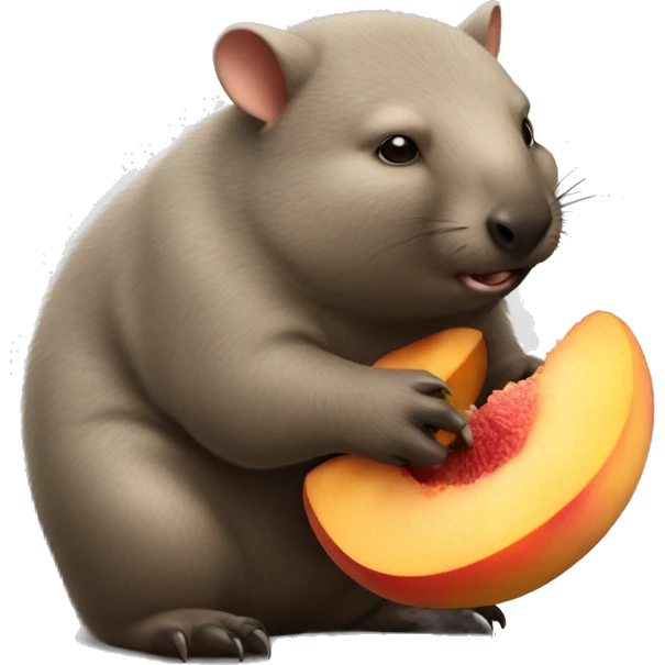 Wombat eats peach  emoji