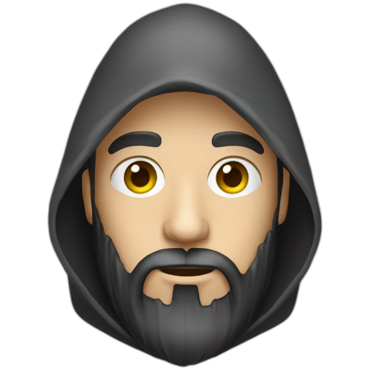 Hacker with computer hood and beard emoji