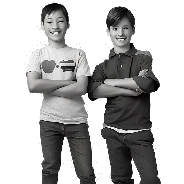 three boys posing with car. emoji