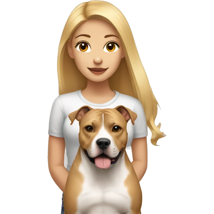 Blonde girl with light brown american staffordshire terrier emoji