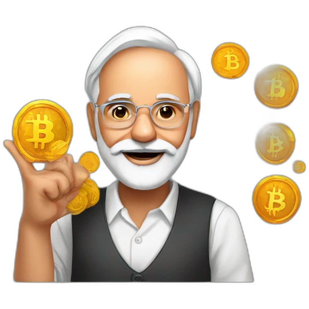 Modi with bitcoin emoji