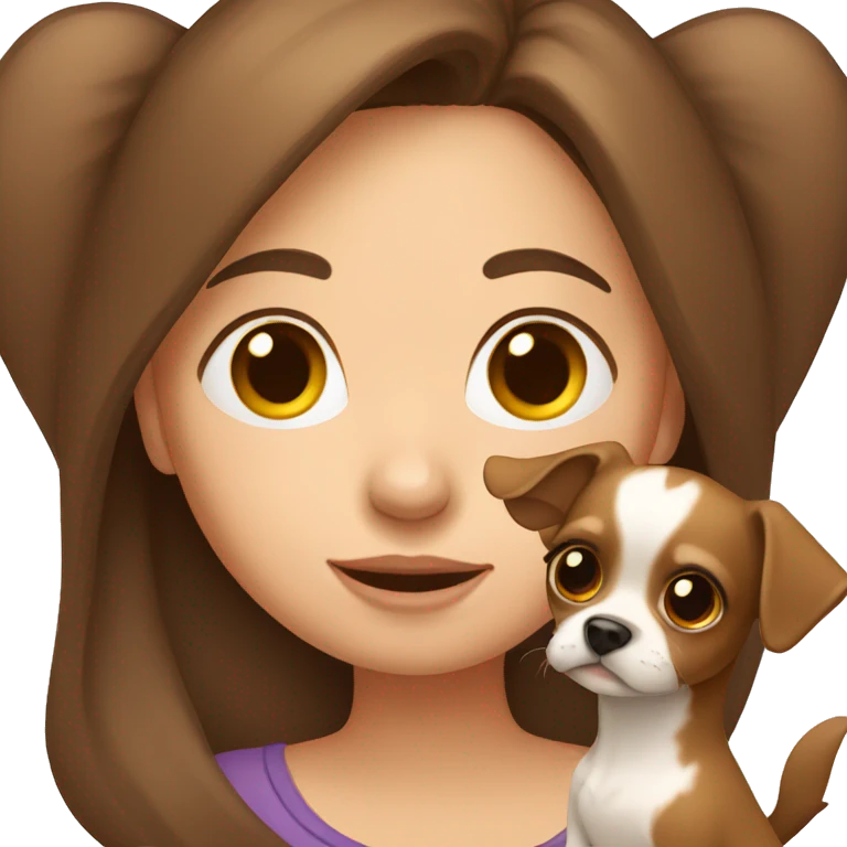 Brown hair girl holding chihuahua emoji