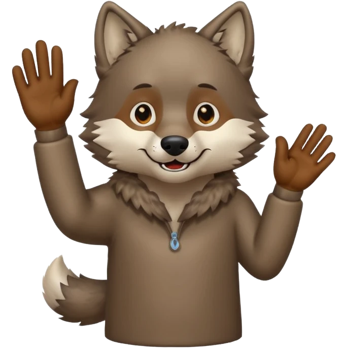 wolf waving his hand while he's standing emoji