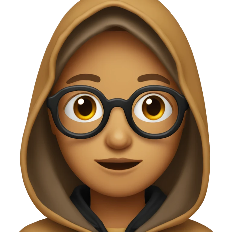 tan face wearing square glasses and black hoodie eating hotdog emoji