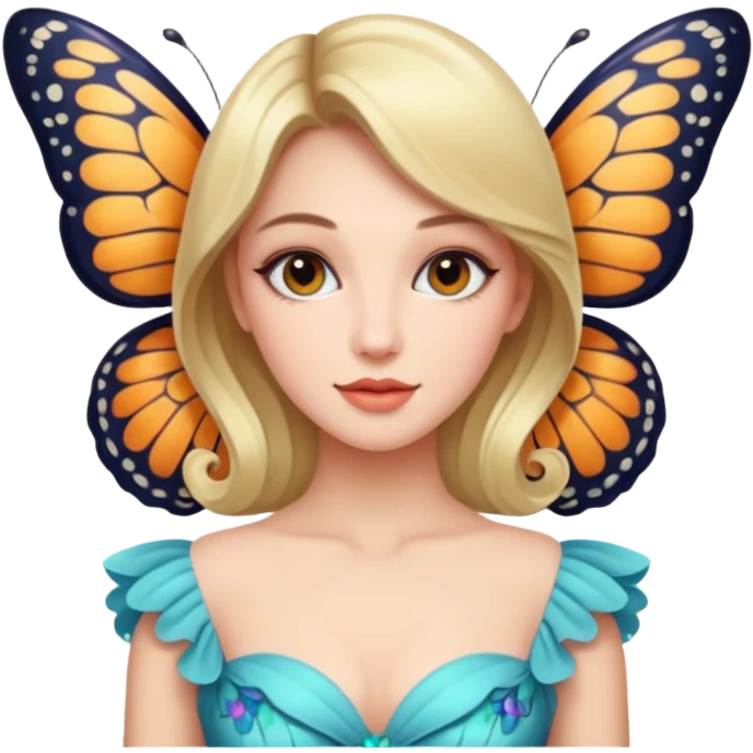 Beautiful lady in the butterfly dress emoji