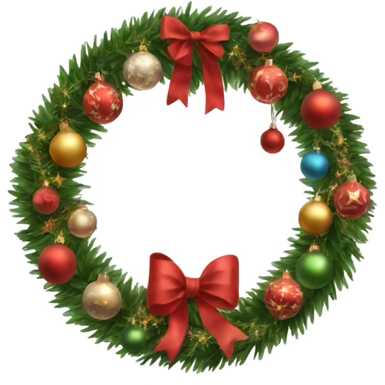 Realistic Circular christmas garland with baubles and bows emoji