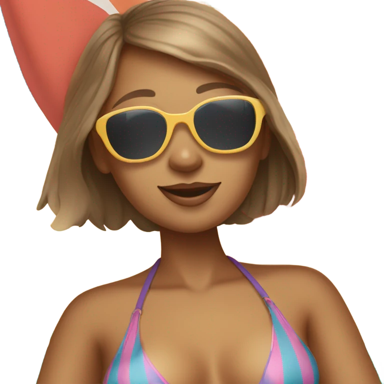 Girl tanning on beach emoji