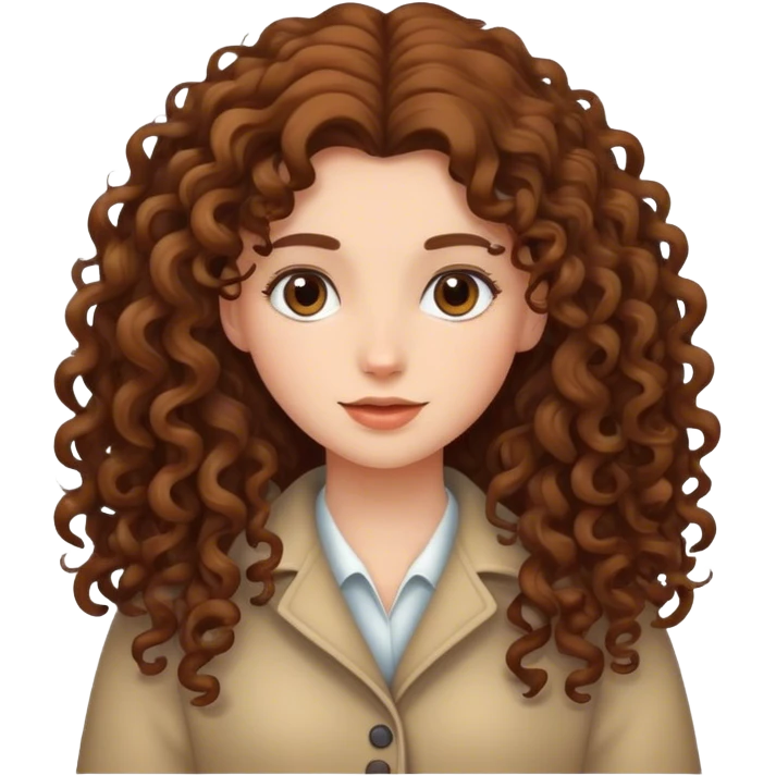 Curly girl with long brown hair  emoji
