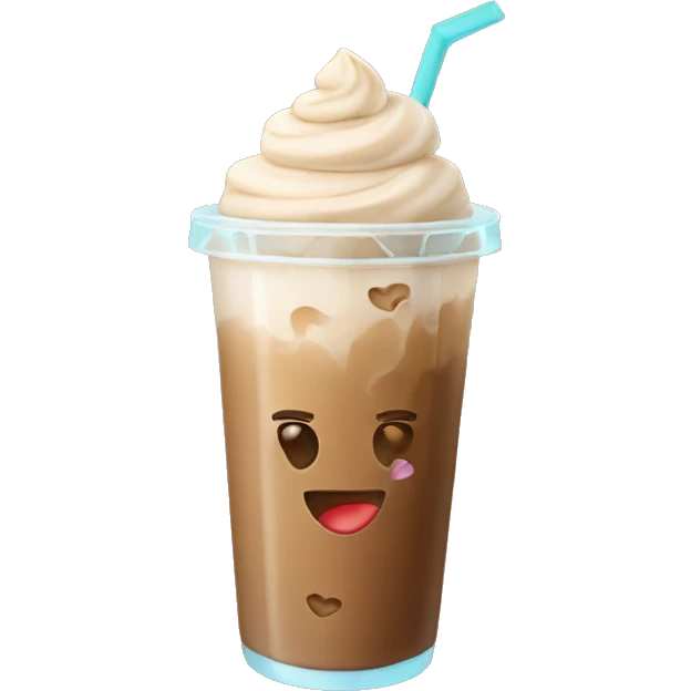 Iced latte with heart shaped ice cubes  emoji