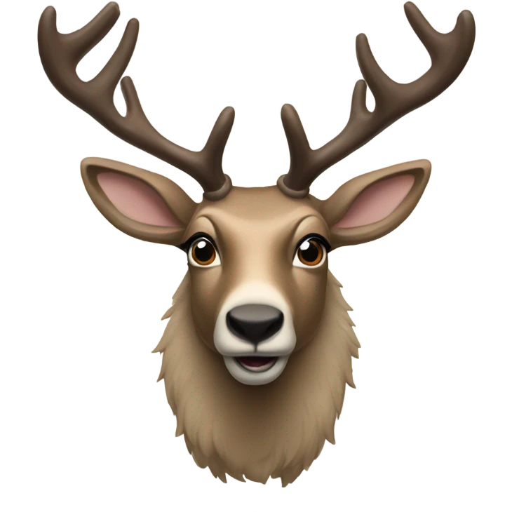 A caribou with a name tag that says “I am Louis” emoji