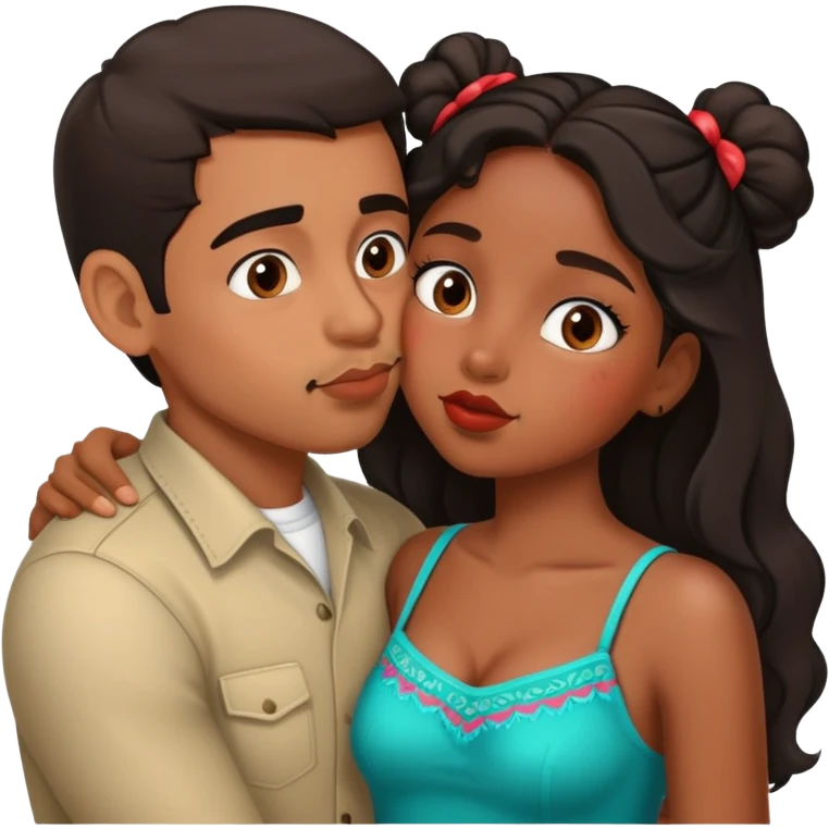 mexican man kissing a cute black girl emoji