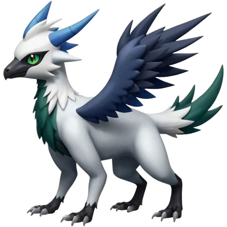 Shiny Black Grey White and Dark-Green Trico-Nargacuga-Silvally-Absol-fusion emoji