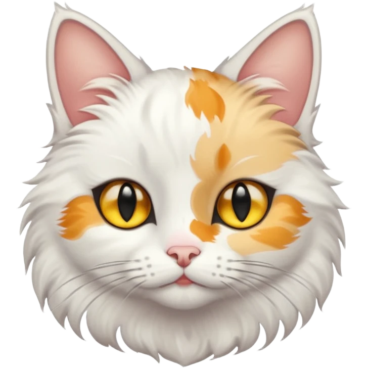 gatto bianco con macchie nere in testa e occhi gialli emoji