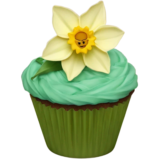 beautifully decorated daffodil cupcake emoji