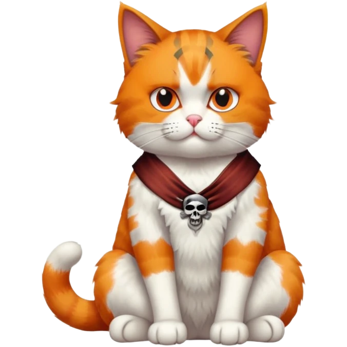 cat full body sitting with a pirate eye patch, one eye closed emoji