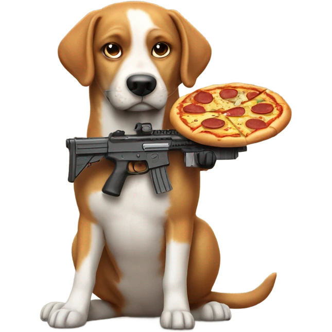 Dog with a gun and pizza  emoji
