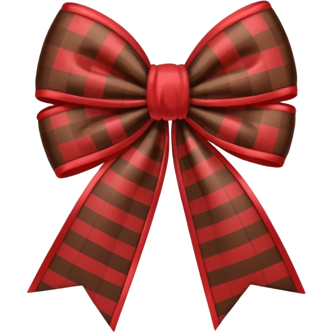 Red brown checked Bow  cute emoji