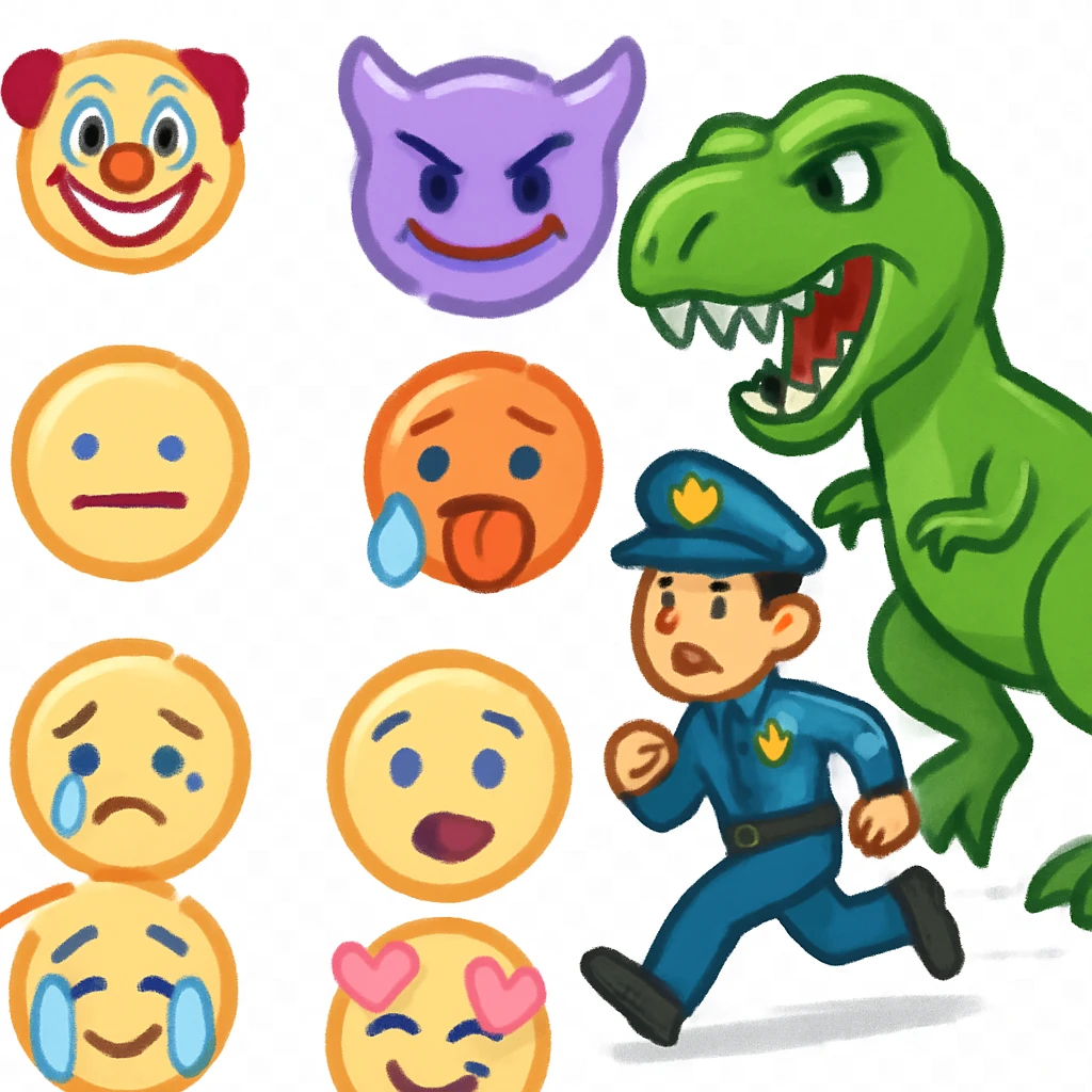 dinosaur chasing the police emoji