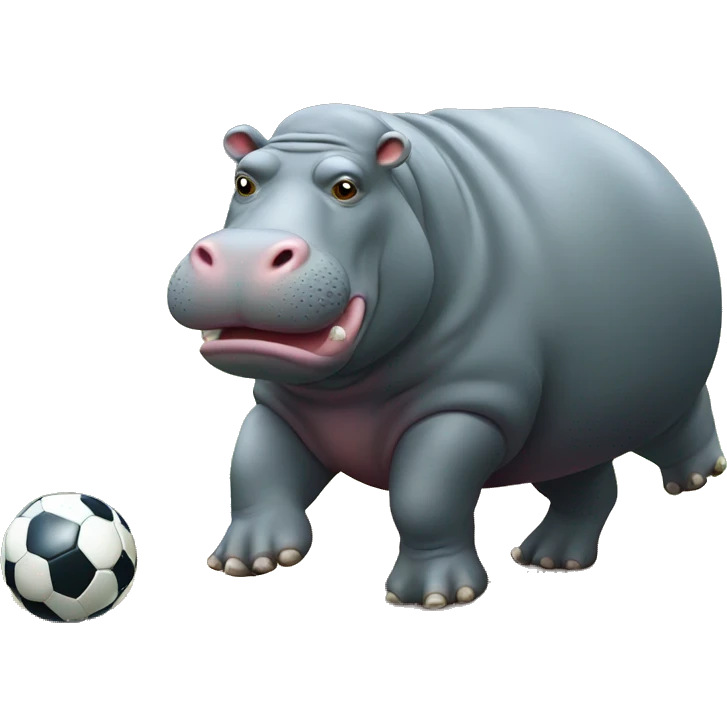 fat hippo as soccer player kick ball left leg emoji
