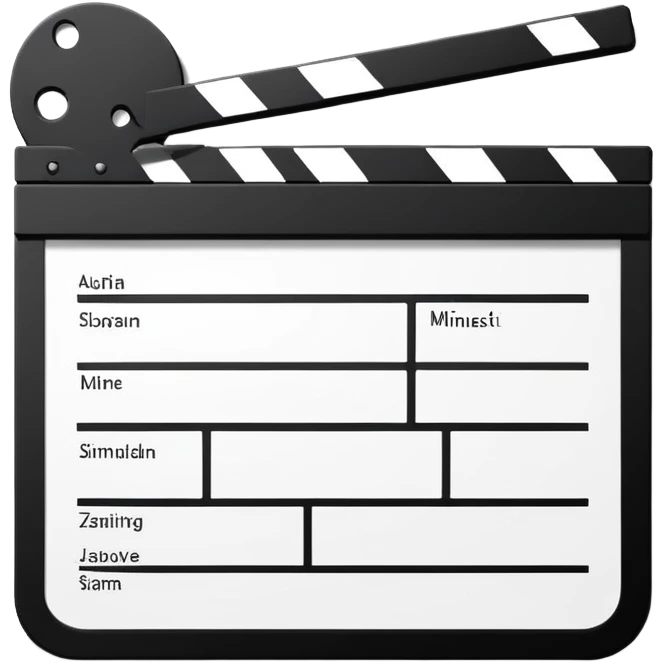 ultimate minimalist film slate, just two or three lines total, abstract geometric symbol emoji