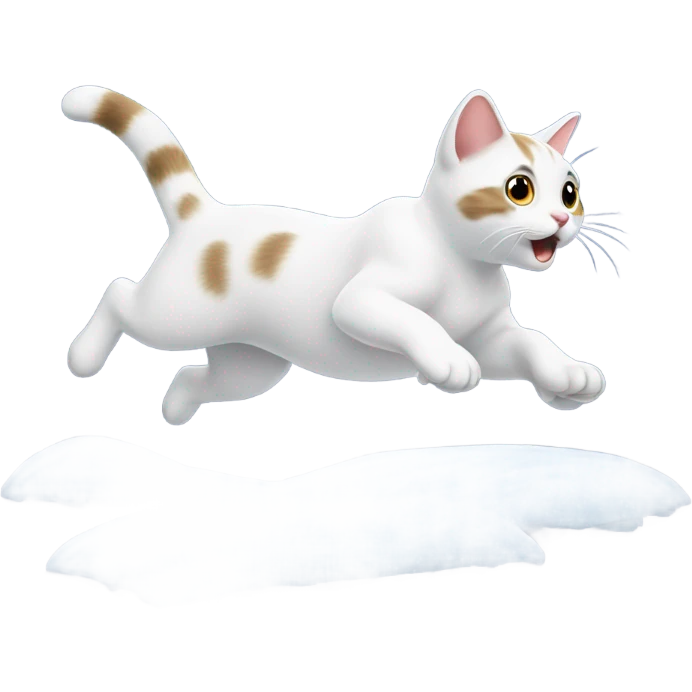 A cat jumping in the snow emoji