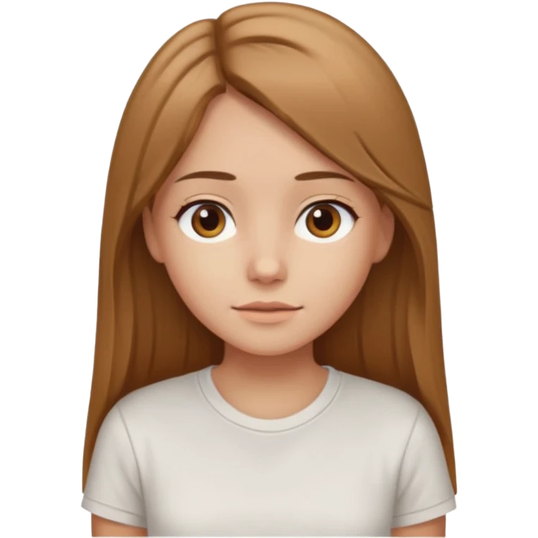 Fille brune clair raie au milieu cheveux long et yeux marron et peau beige cheveux lisse pas de4iere les oreilles  emoji