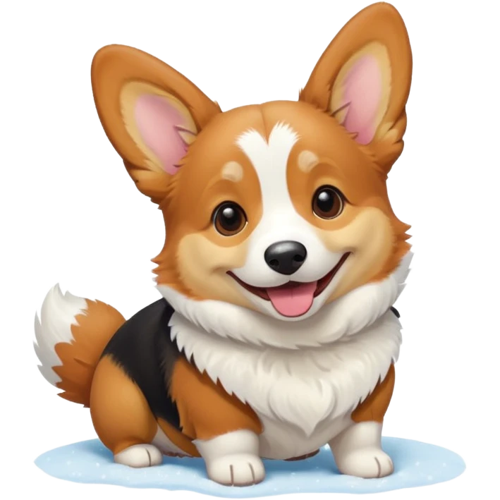tricolor corgi in snow emoji