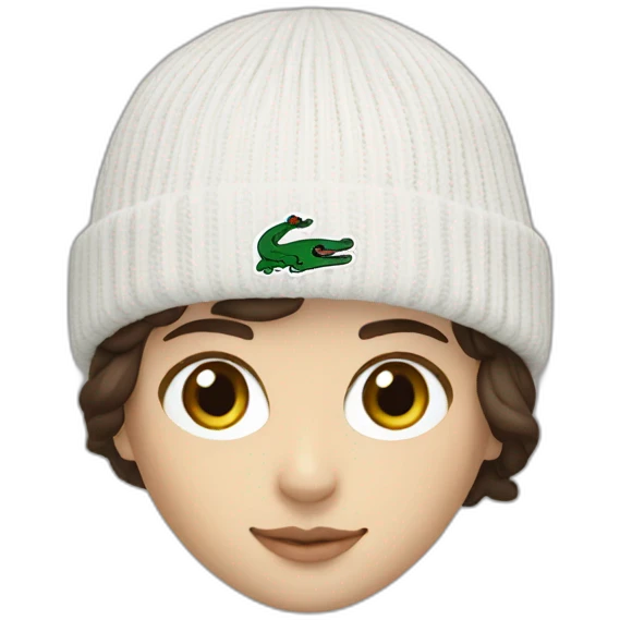 Brunette lacoste beanie with lacoste emoji