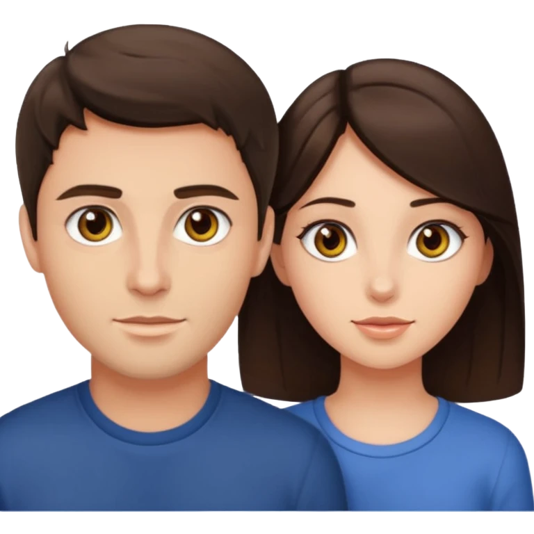 Brunette guy with hazel eyes and brunette girl with hazel eyes together  emoji